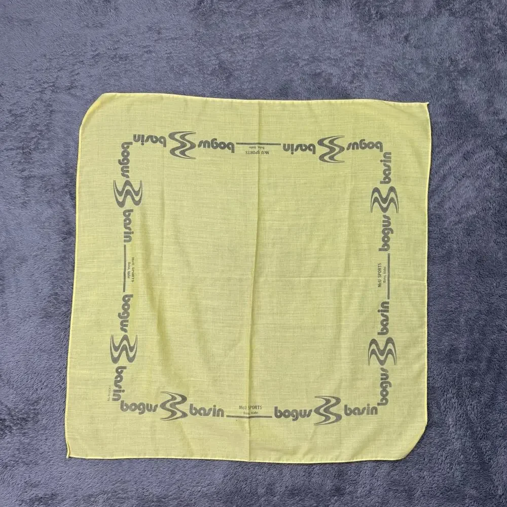 Vintage Bogus Basin Handkerchief Bandana 1978 McU Sports Boise Idaho Yellow